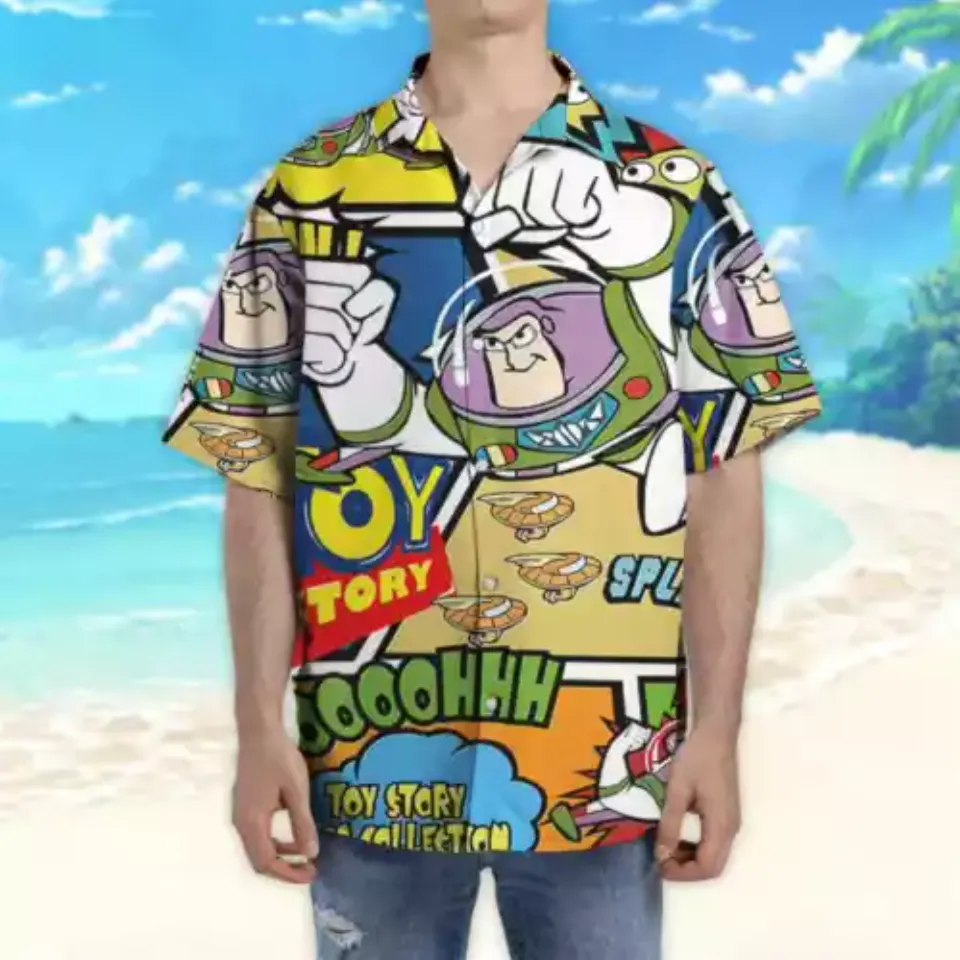 Disney Toy Story Buzz Lightyear Action Comic, Toy Story Hawaii Shirt Aloha Short