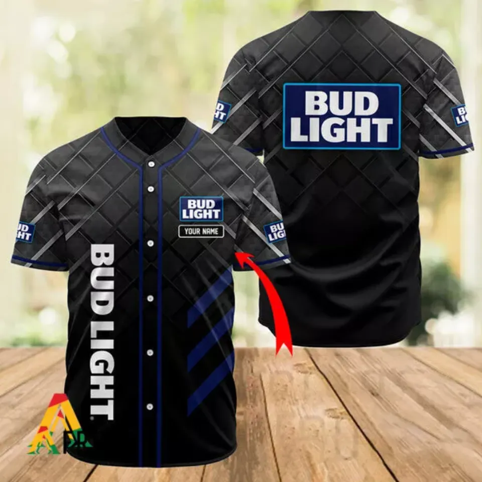 Personalized  Black Bud Light Jersey Shirt  Best Gift