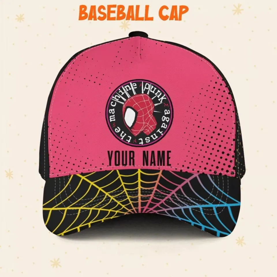 Custom Spiderman SpiderPunk Logo Cap, Custom Disney Hat, Spiderman Baseball Cap