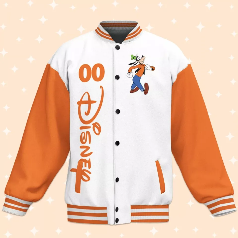 Custom Disney Family Vacation Goofy Baseball Jacket, Adult Varsity Jacket