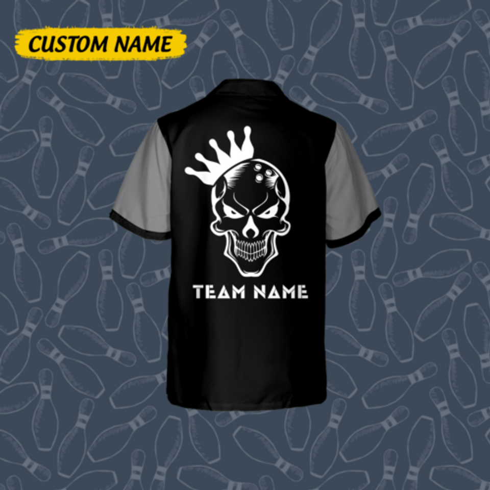Personalize Custom Name Skull King Vintage, Bowling Team Name Hawaiian Shirt