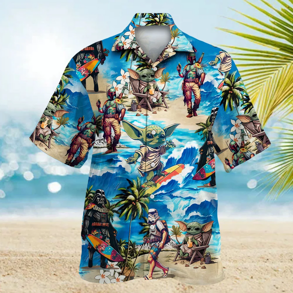 Star Wars Movie Characters Surfing Summer Vibes Hawaiian Shirt