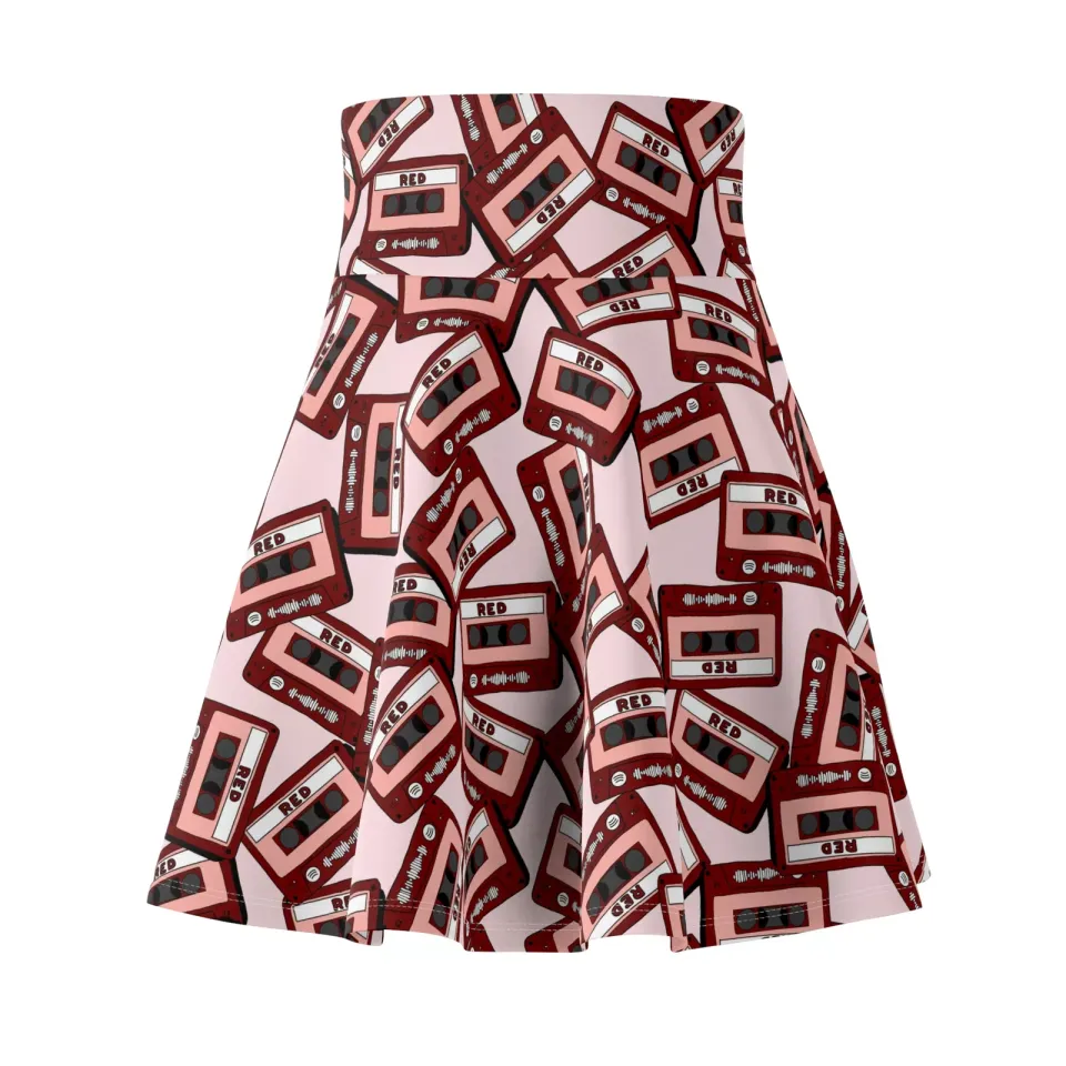 Taylor Red Women's Skater Skirt (AOP)