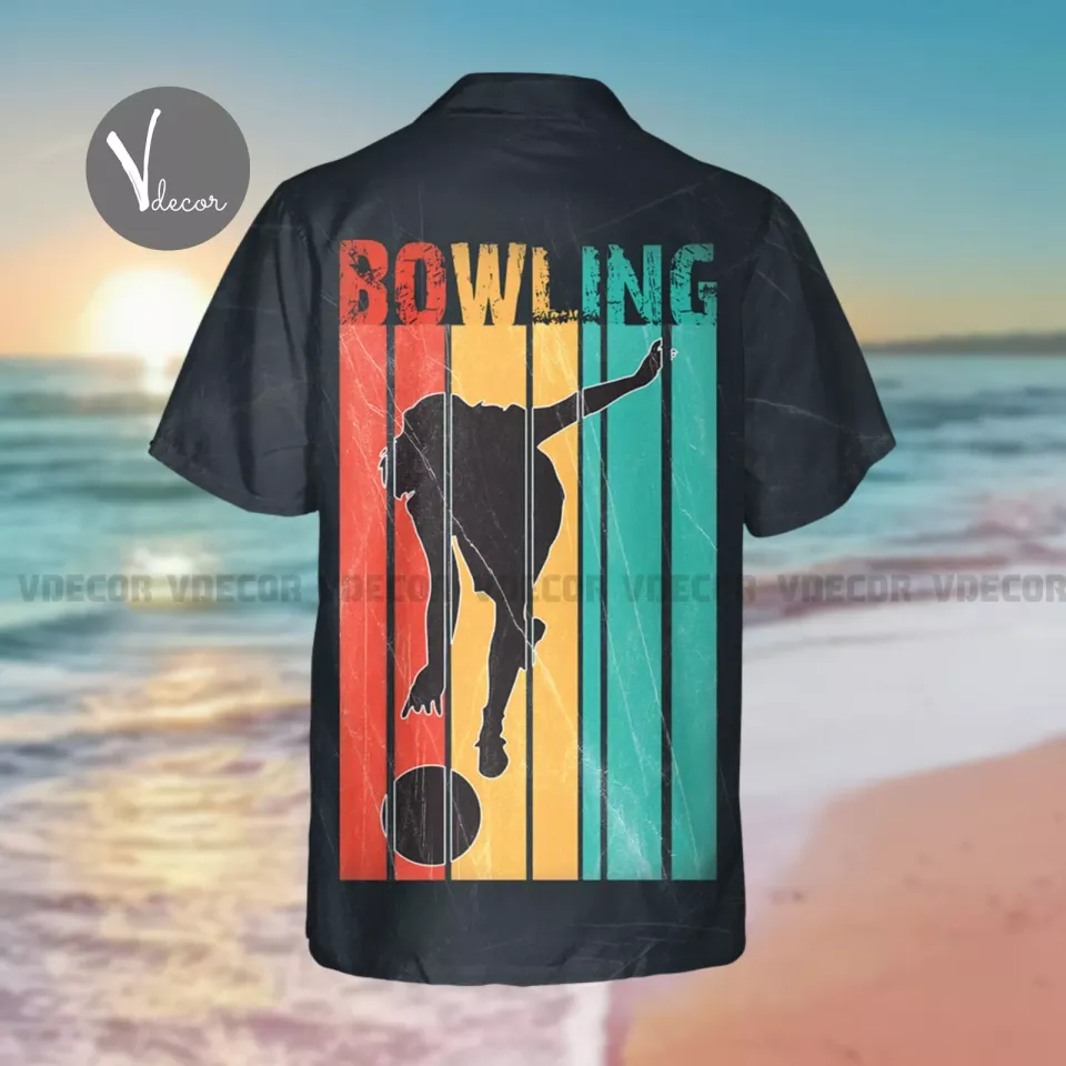 Vintage Bowling Hawaiian Shirt, Bowling Lovers Summer Shirt, 3D Hawaii Aloha