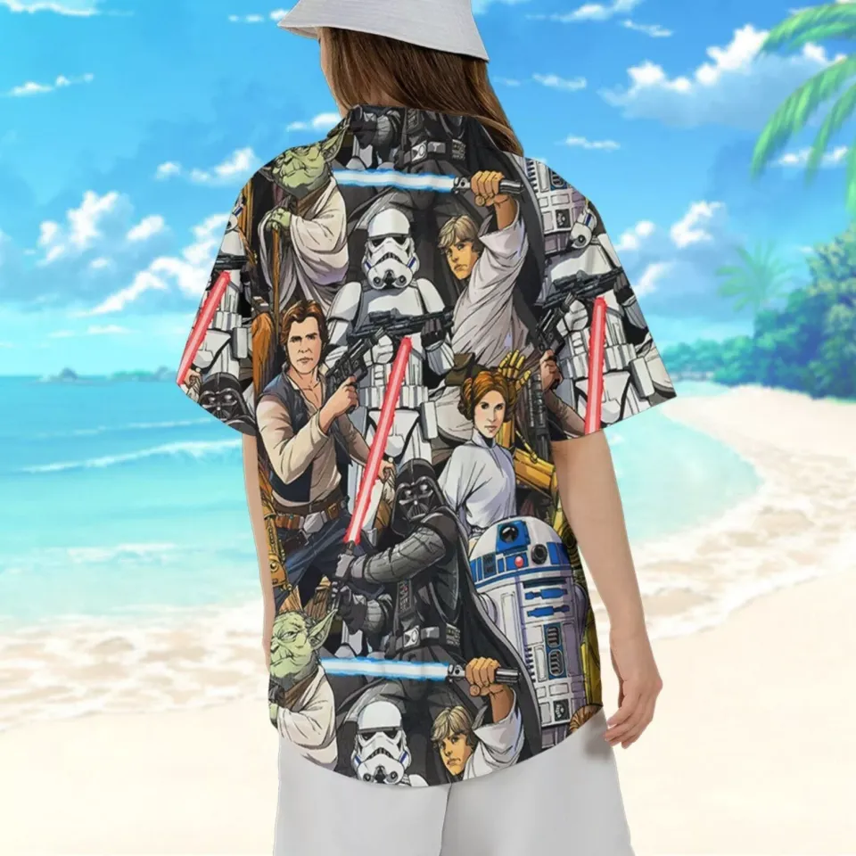 Star Wars Darth Vader Luke Skywalker Chewbacca Yoda Art Hawaiian Shirt