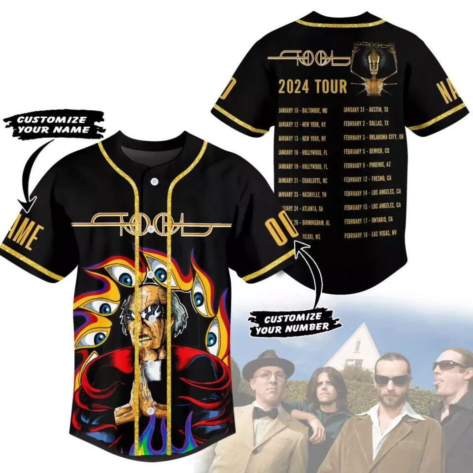 Personalized Tool Band 2024 Tour Baseball Jersey Shirt, Unisex 3D All Over Print