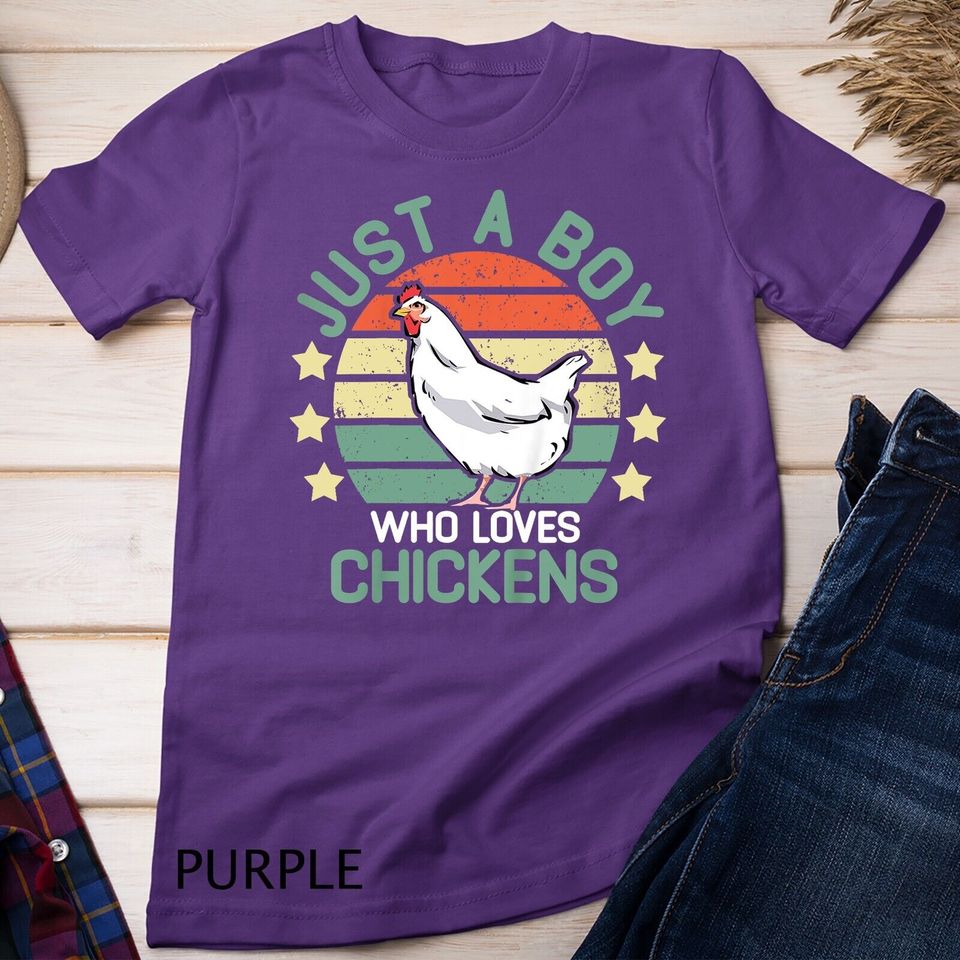 Kids chicken shirt kids Just A Boy Who Loves Chickens farm gifts Unisex T-shirt