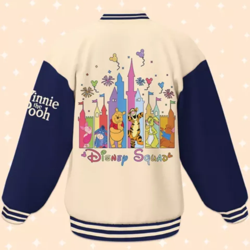 Personalize Disney Winnie The Pooh Disney Squad, Disney Baseball Jacket, Adult