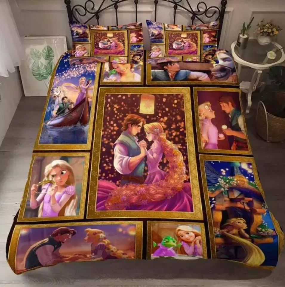 Never Too Old For Rapunzel And Flynn Rider Couple Christmas Disney Bedding Set