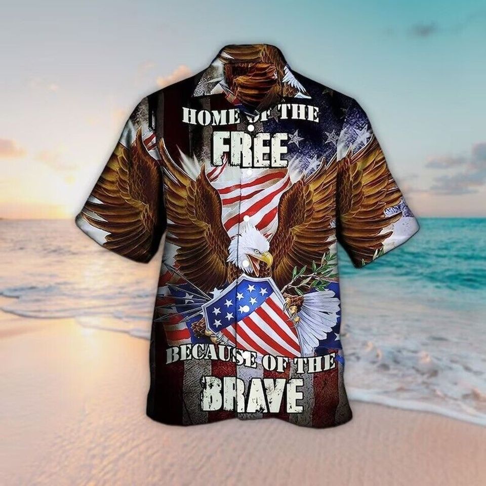 3D Printed Eagle American Flag Summer Casual Beach Hawaiian Shirt