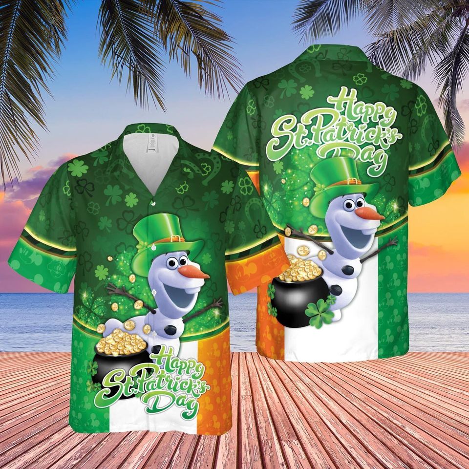 Happy Patrick's Day Irish Lucky Vibes Olaf Lovers Hawaiian Shirt