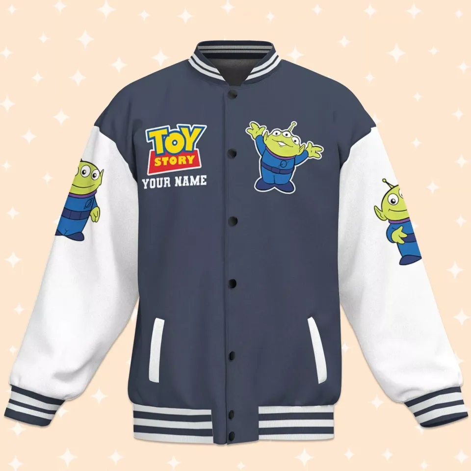 Personalize Toy Story Aliens OOOOH Yeah Baseball Jacket, Adult Varsity Jacket