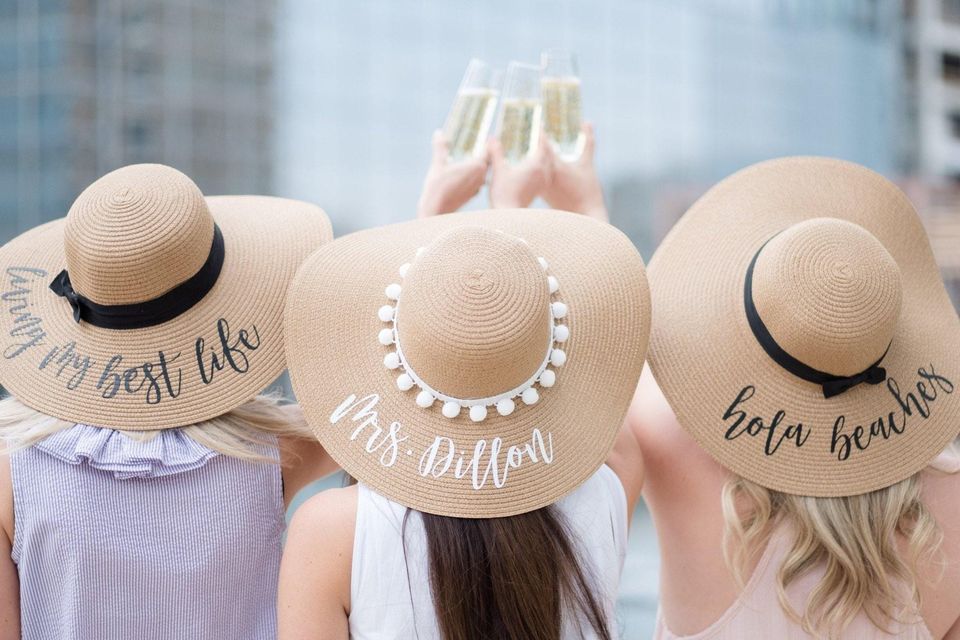 Custom Floppy Beach Hat for Bachelorette Trip and Honeymoon
