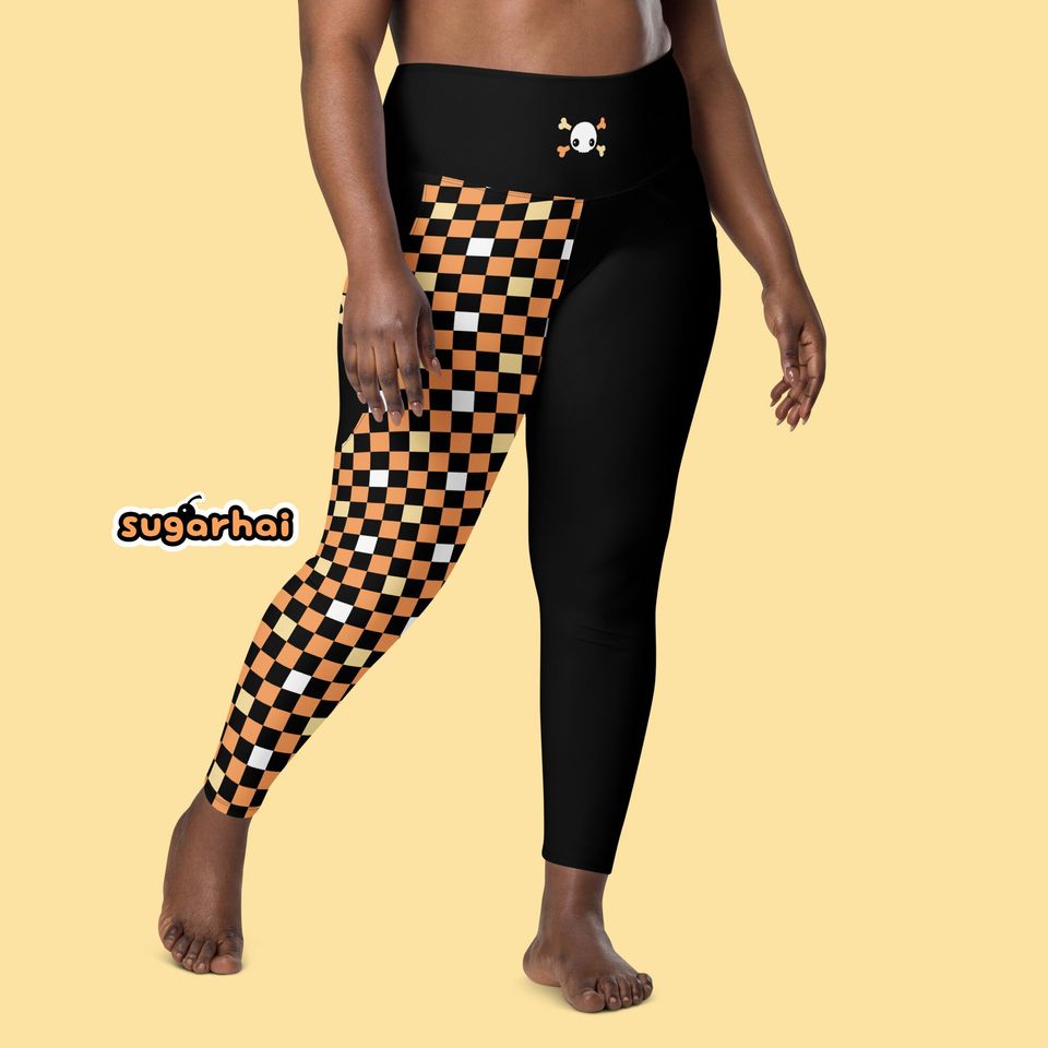 Halloween Leggings with Pockets, Candy Corn Details, Plus Sizes