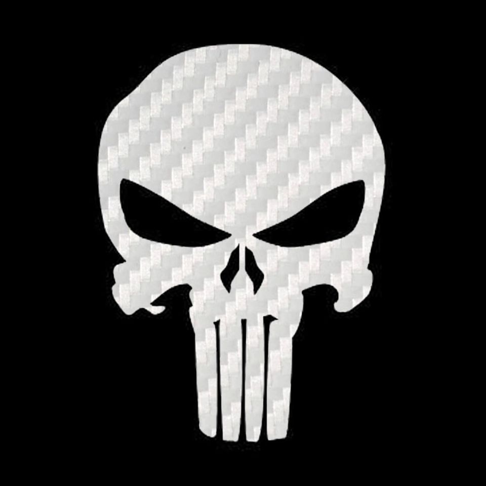 Punisher Skull Decal - Carbon Fiber Vinyl Sticker