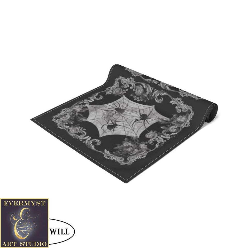 Gothic Skull Table Runner Victorian Vintage Glam Spooky Halloween Decor