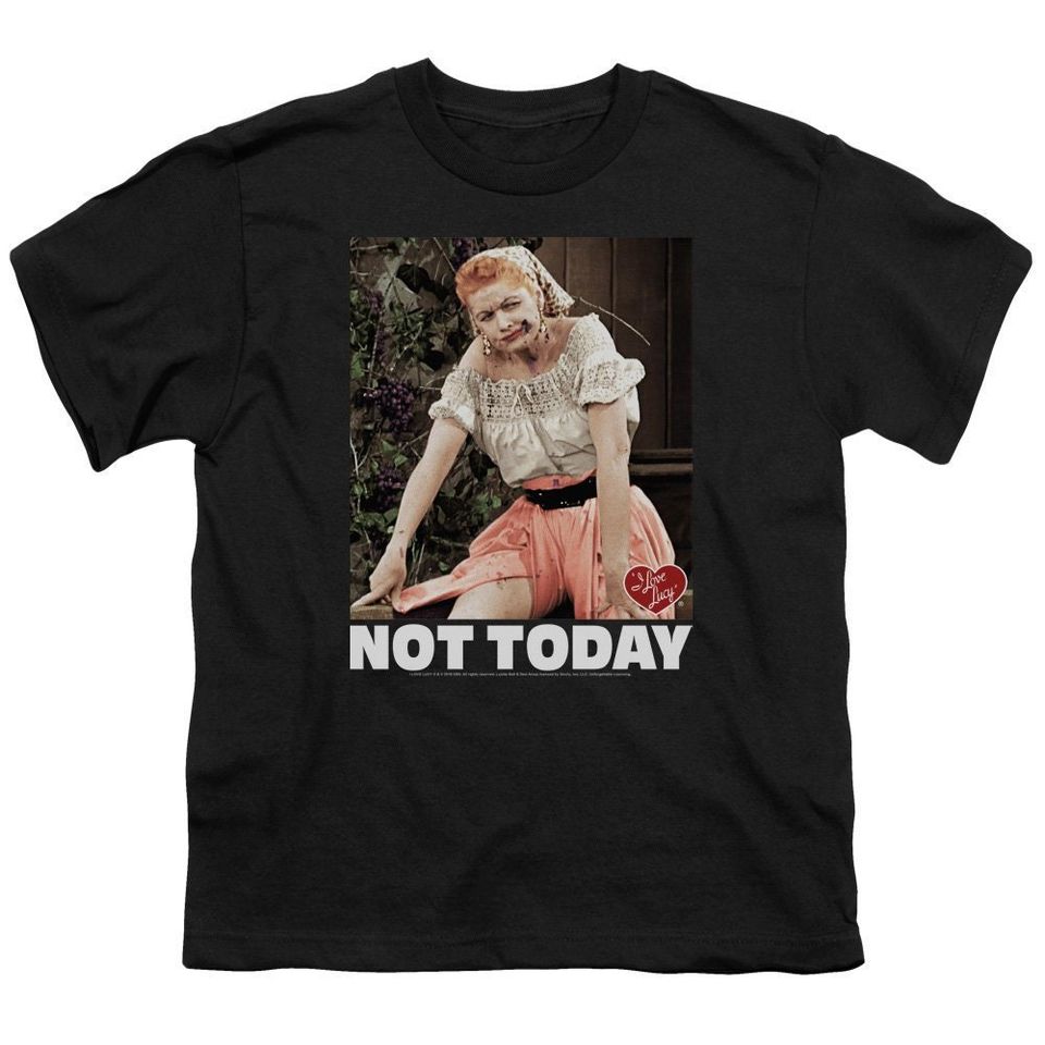 I Love Lucy Not Today Kid's Black T-Shirts