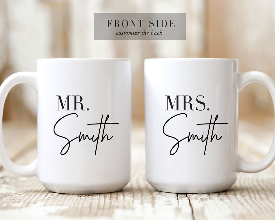 Personalized Wedding Mugs, Couples Ceramic Mugs