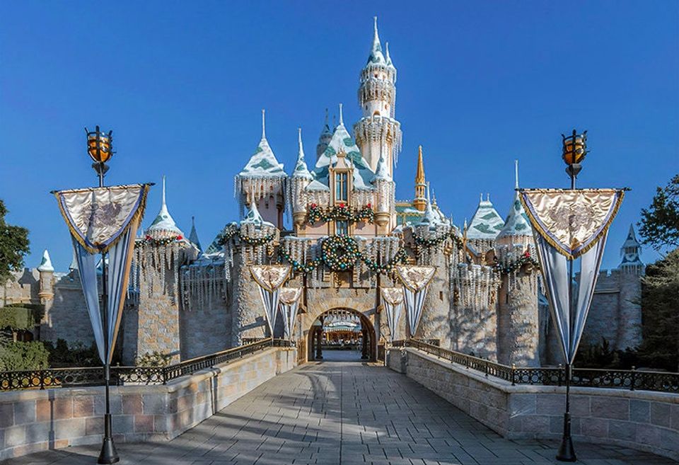 Disneyland Sleeping Beauty Castle Christmas Poster