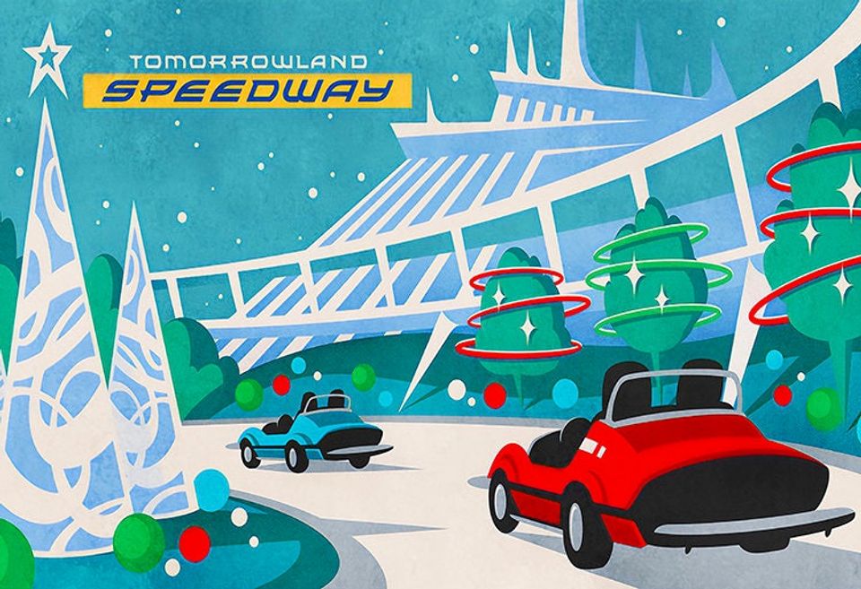 Disney Tomorrowland Speedway Christmas Poster