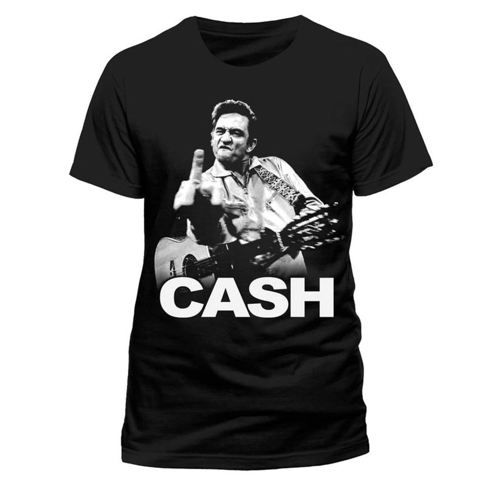 Johnny Cash Finger Guitar Pose Tee T-Shirt