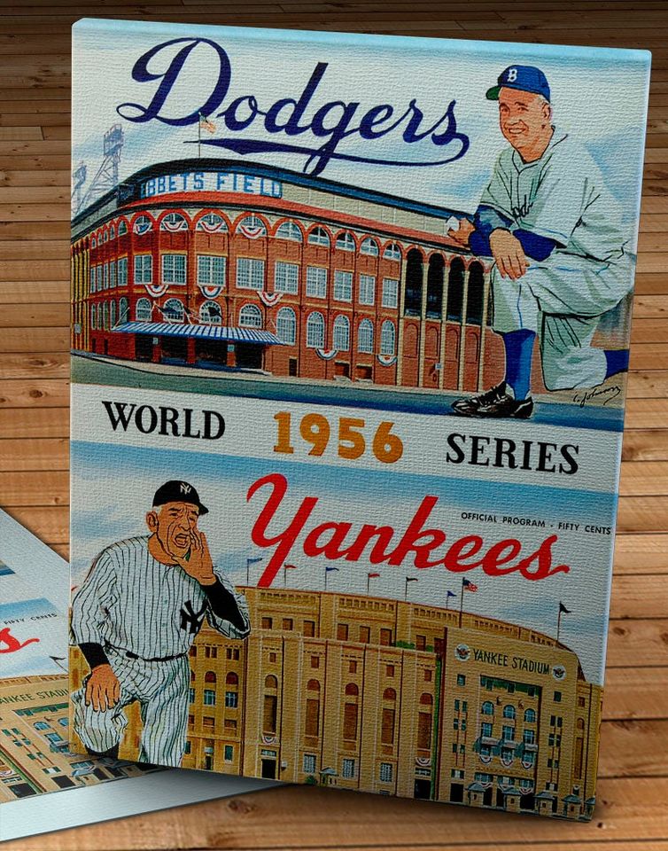 1956 Vintage New York Yankees vs Brooklyn Dodgers - Dodger home program -  World Series Program - Canvas Gallery Wrap