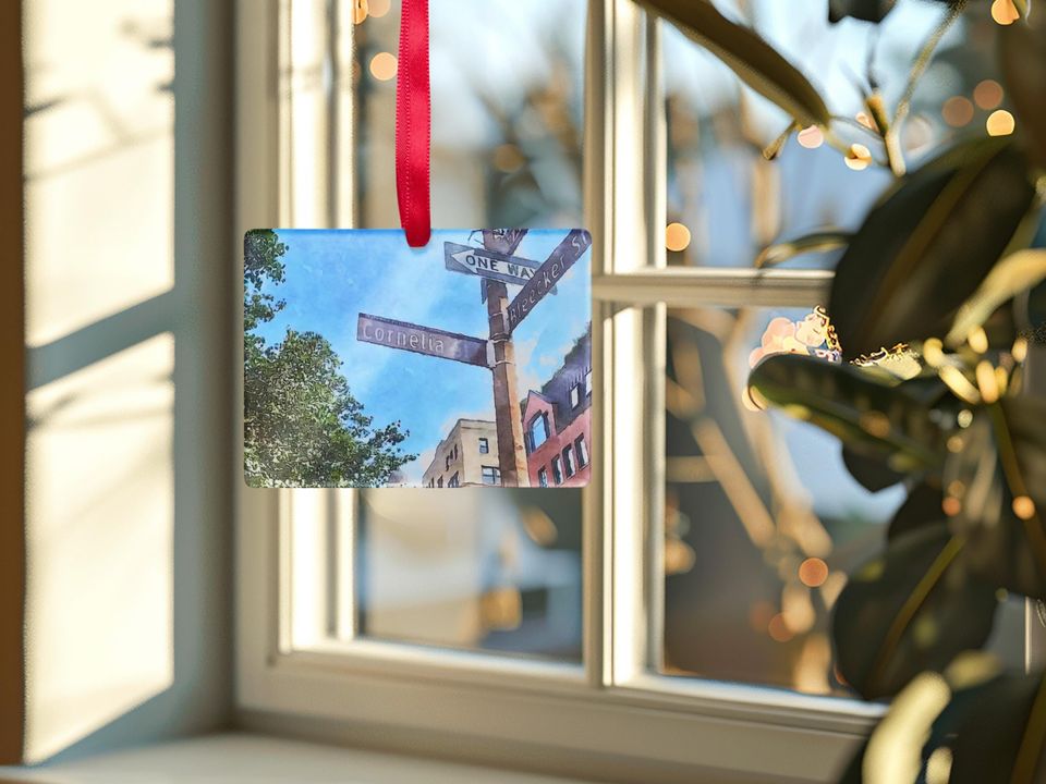 Cornelia Street Watercolor Clear Rectangle Acrylic Ornament