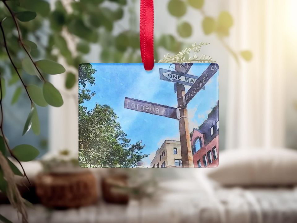 Cornelia Street Watercolor Clear Rectangle Acrylic Ornament