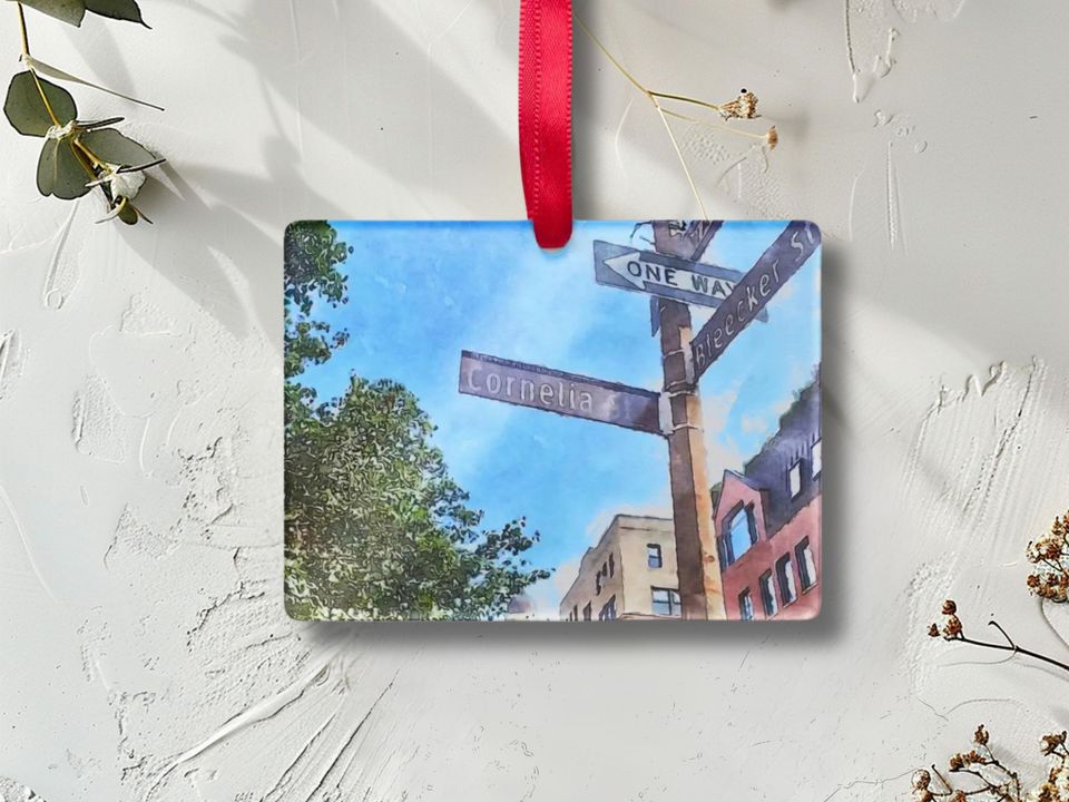 Cornelia Street Watercolor Clear Rectangle Acrylic Ornament