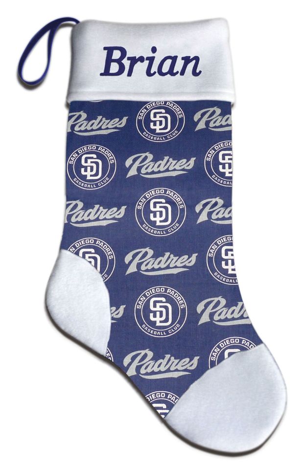 Personalized San Diego Baseball Christmas Stocking Embroidered