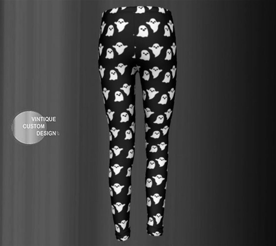 Black and White GHOST LEGGINGS Halloween Pants for Kids Halloween Leggings