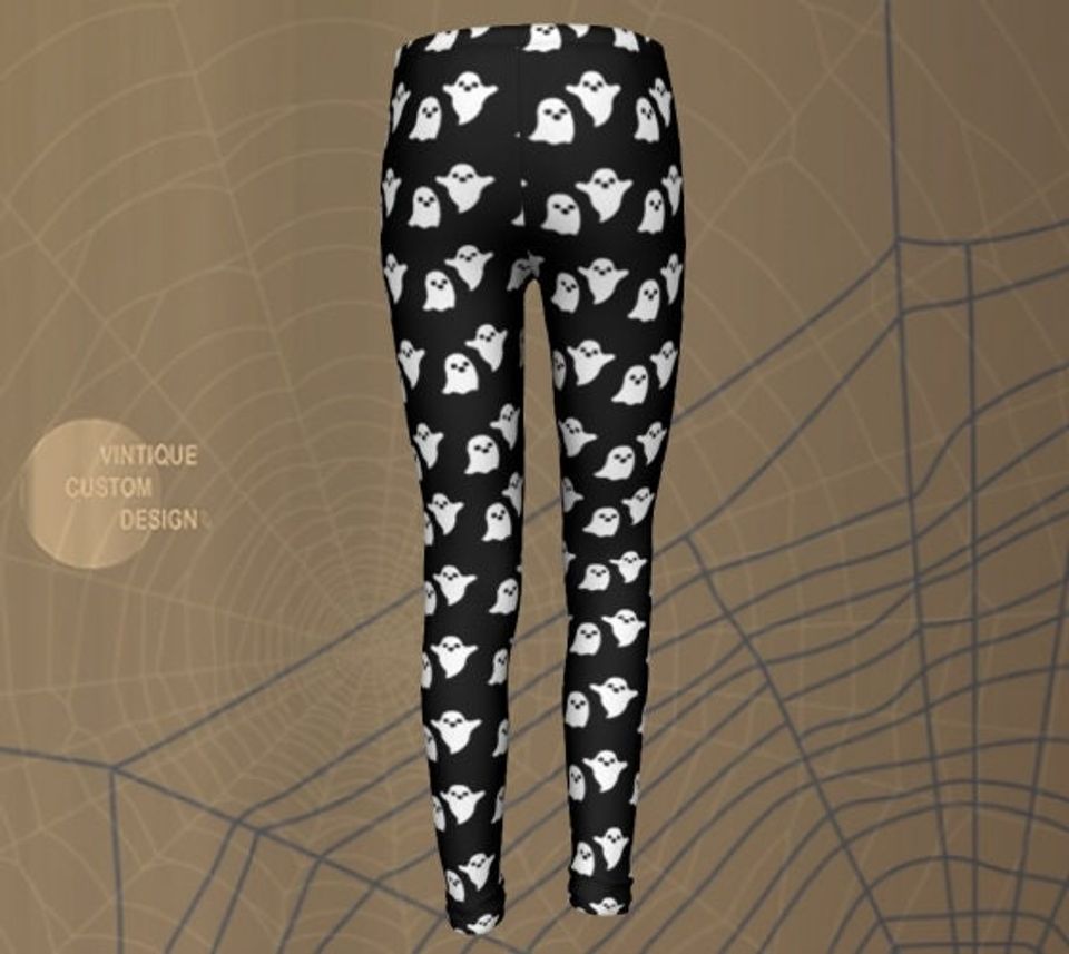 Black and White GHOST LEGGINGS Halloween Pants for Kids Halloween Leggings