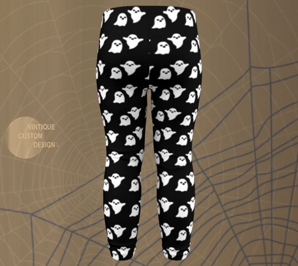 Black and White GHOST LEGGINGS Halloween Pants for Kids Halloween Leggings