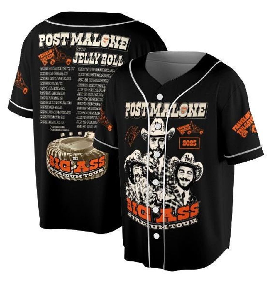 Vintage Post Malone Baseball Jersey - Big Ass Stadium Tour 2025