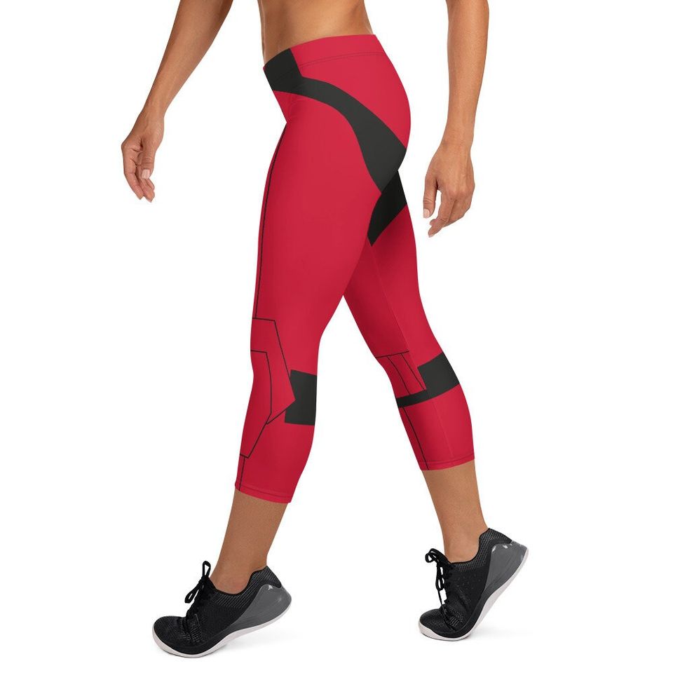 Red Dark Side Guard Running Costume Capri Leggings