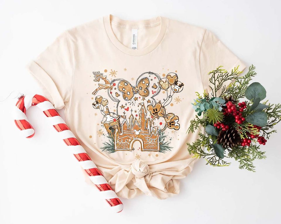 Disney Gingerbread Castle Shirt, Mickey Christmas Gingerbread Shirt