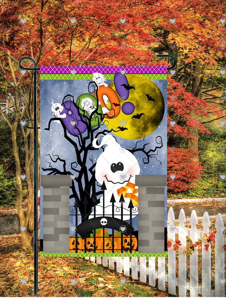Halloween Garden Flag Design, Halloween Sublimation Design