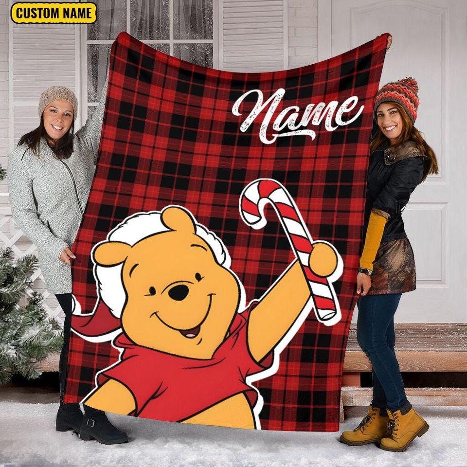 Personalized Disney Winnie the Pooh Christmas Blanket