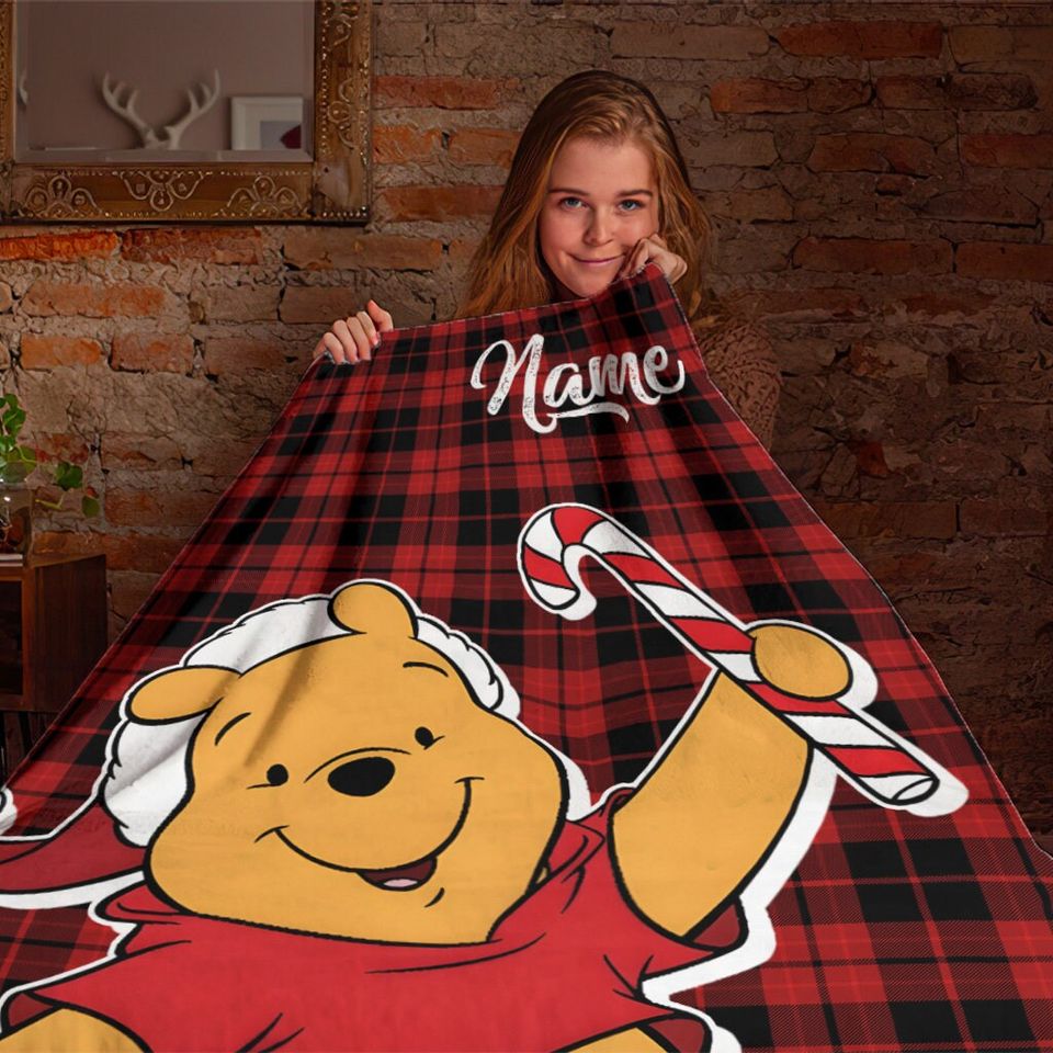 Personalized Disney Winnie the Pooh Christmas Blanket