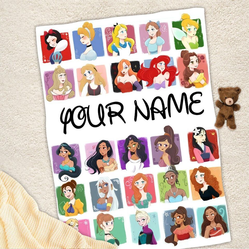 Personalized Name Disney Princess Characters Blanket