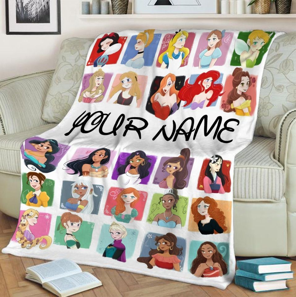 Personalized Name Disney Princess Characters Blanket