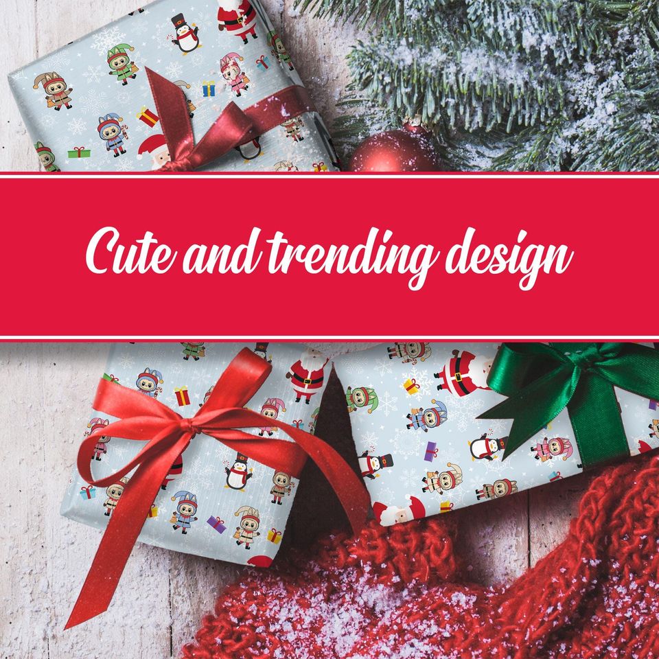 Labubu Xmas Santa Elves Wrapping Paper Custom Gift Wrap Merry Christmas paper