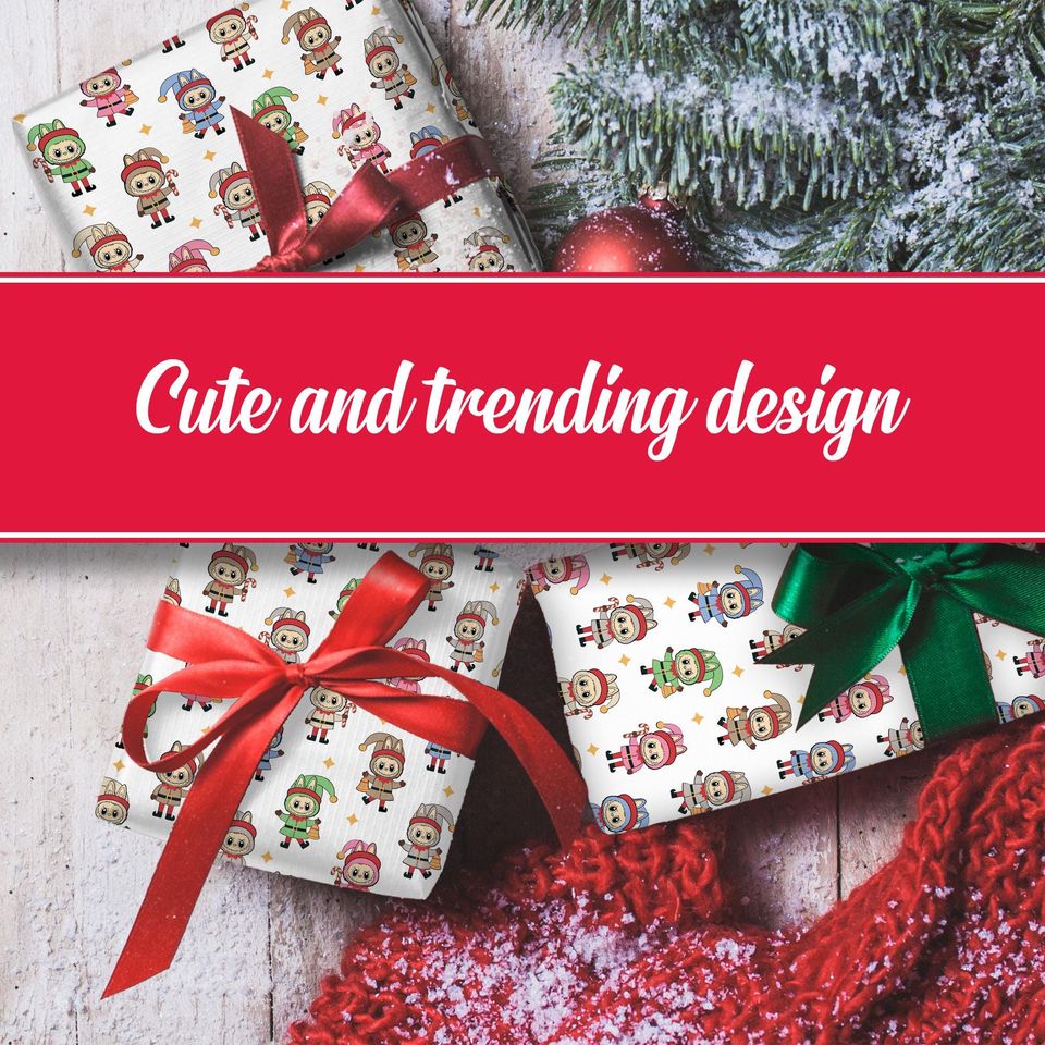 Labubu Xmas Elves Wrapping Paper Gift Wrap Christmas paper