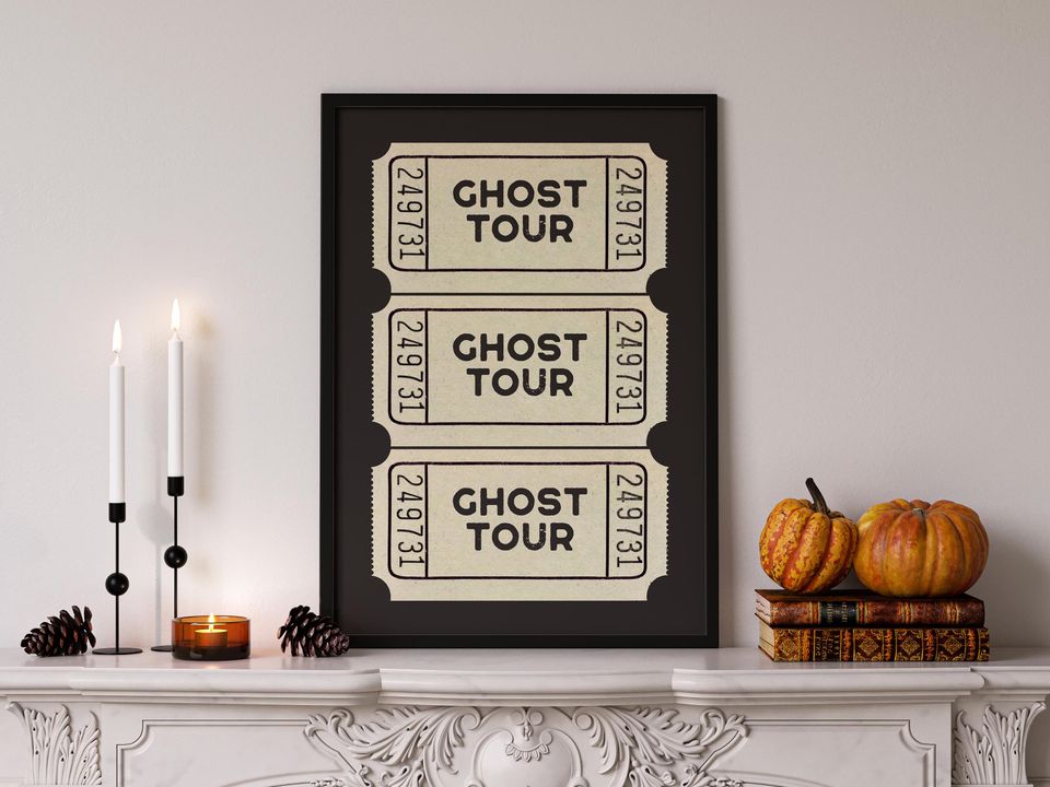 halloween | ghost tour ticket | cute halloween decor | halloween print | trendy halloween art
