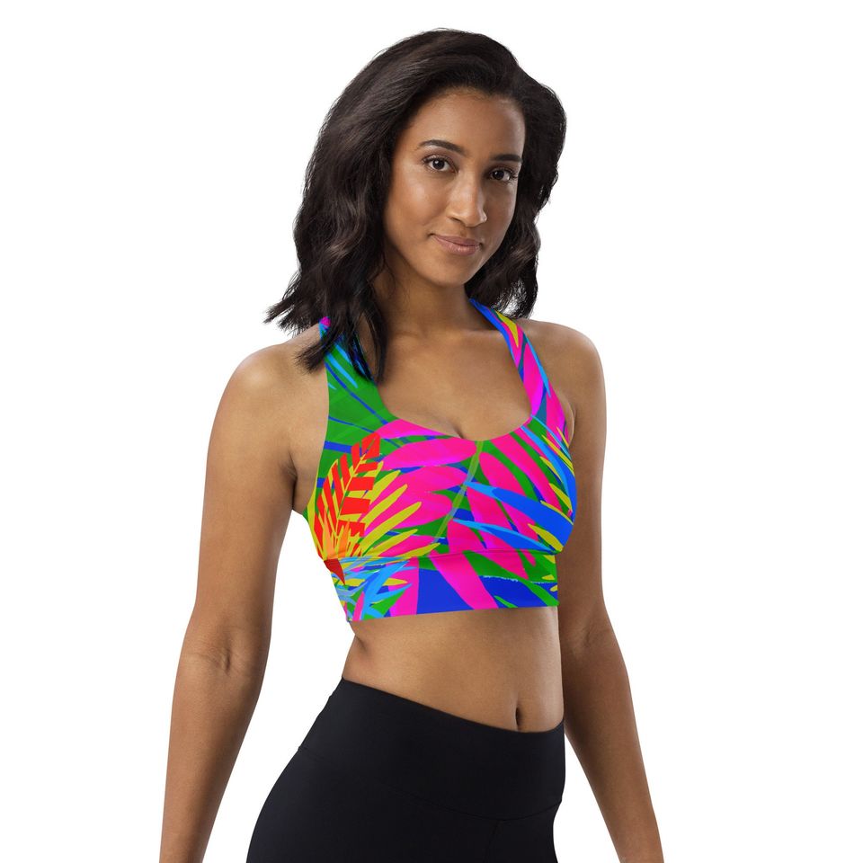 Tropical Jungle Longline Sports Bra
