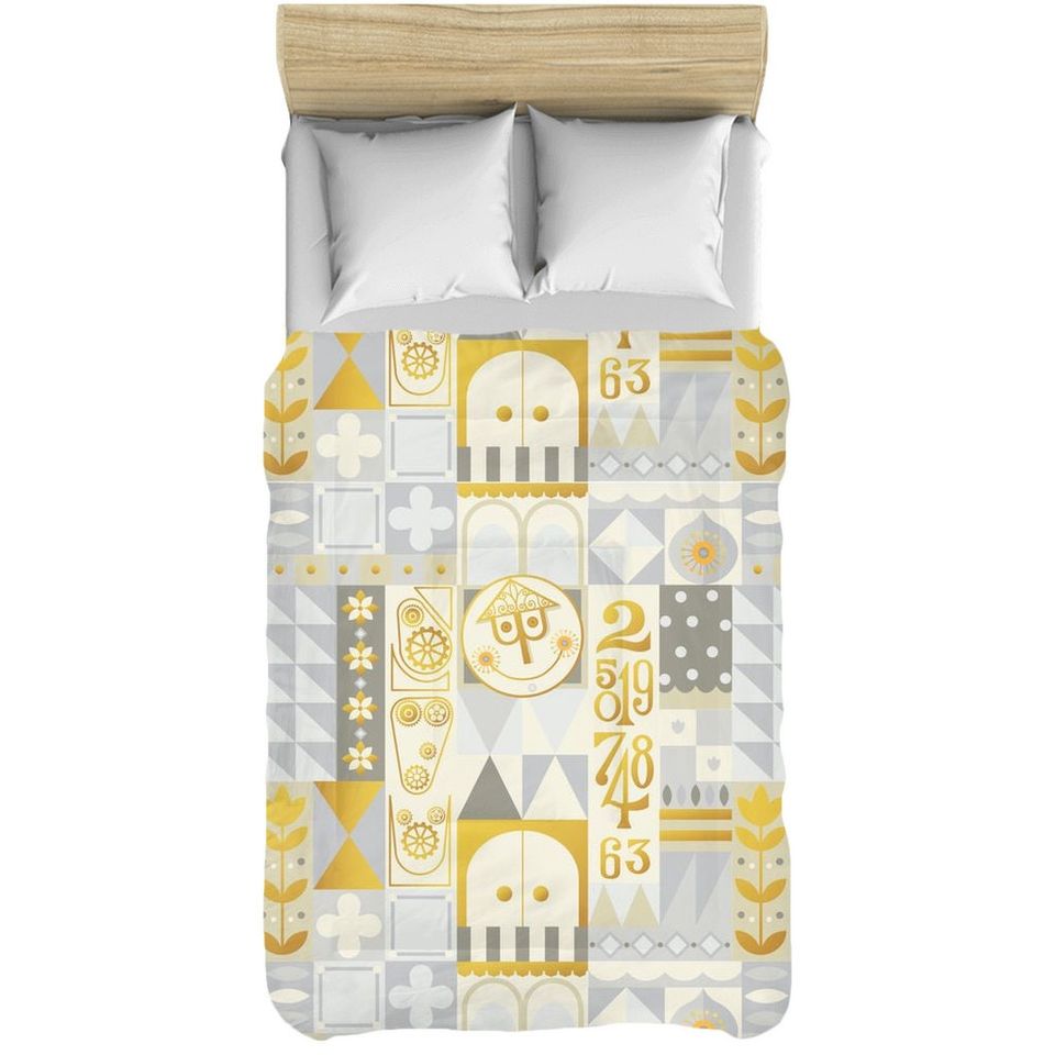 Gray It's a Small World Comforter, Disney Comforter, Disney Home Decor, Gift for Her, Disney Blanket Christmas Gift, Gifts for Her