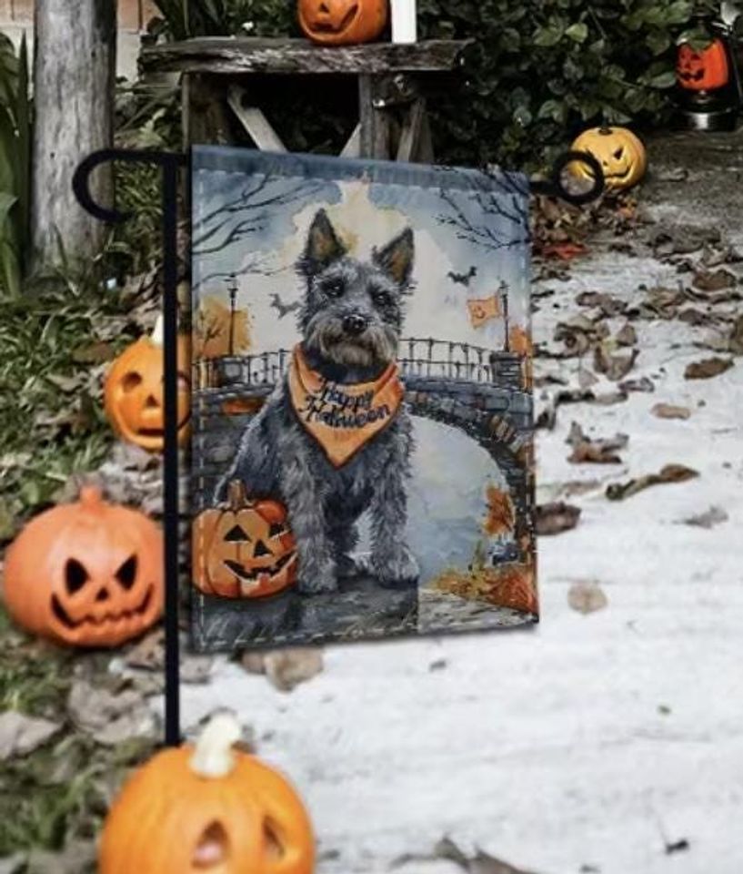 Dog & Fall Scottish Terrier Garden Flag
