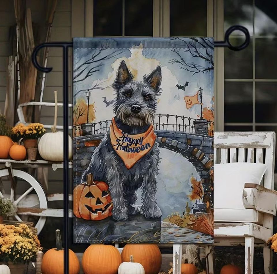 Dog & Fall Scottish Terrier Garden Flag