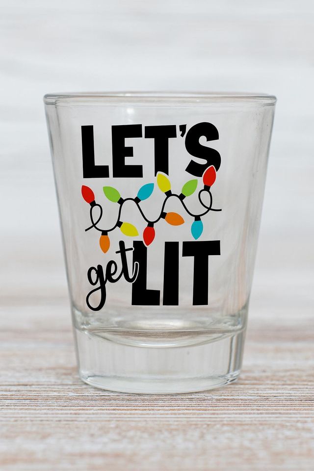 Lets Get Lit Christmas Shot Glass