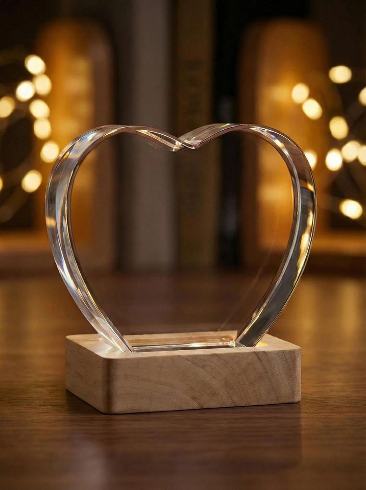 Personalized 3D Photo Heart Crystal, Laser Engraved Keepsake